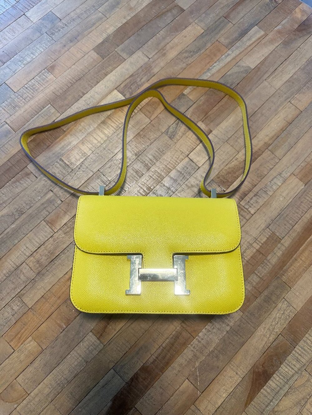 Women's Hermes Style Bag in yellow.